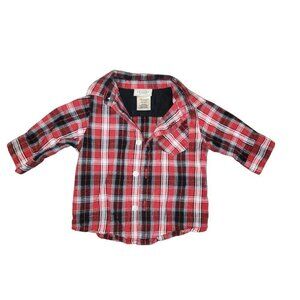 Arizona Shirt Baby Boy's Newborn Red Plaid Button Up Christmas Holiday Dress Up